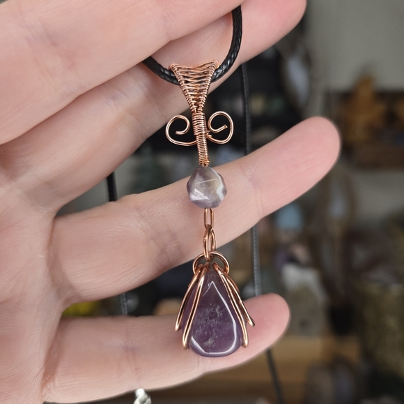 Jewelry - Amethyst Dangle Wire Wrap Crystal Pendant
